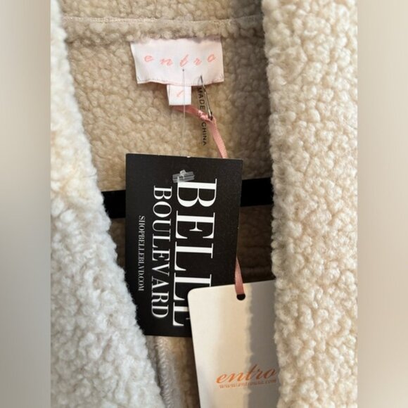 NWT Entro Emma Fur Jacket blush pink suede vest size Large - Picture 5 of 7